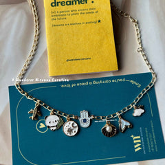 Multicharm Hamsa Universe Panda Flight Shell Neckpiece