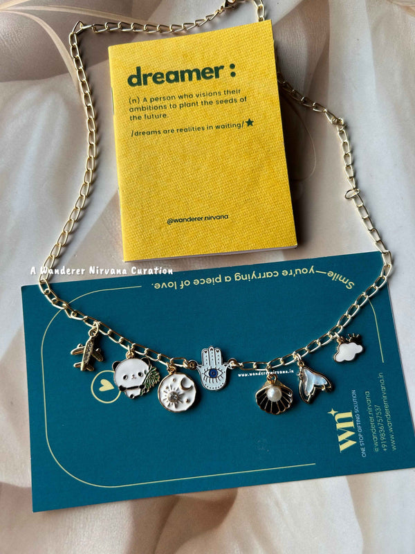 Multicharm Hamsa Universe Panda Flight Shell Neckpiece