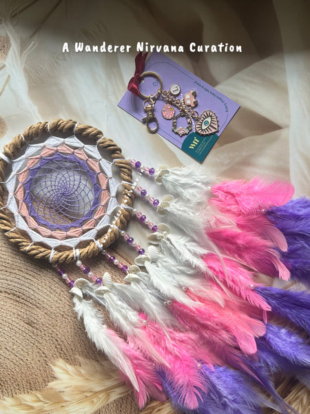 Cotton candy Skies Dreamcatcher Keychain Combo