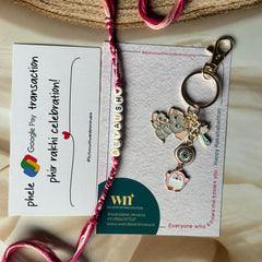 Penguin Elephant Name Rakhi Keychain Combo