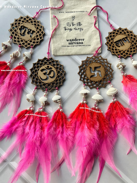 Shubh Labh Ohm Swastik Pink-Red Shagun
