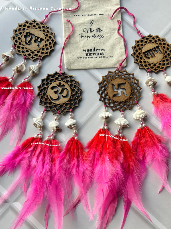 Shubh Labh Ohm Swastik Pink-Red Shagun