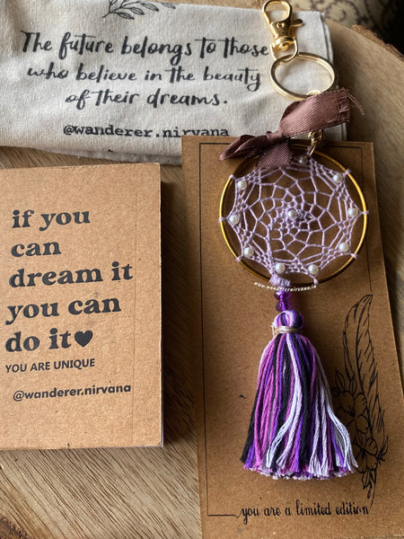 Lavender Boho Dreamcatcher Keychain