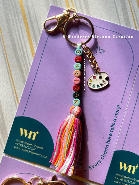 Personalised Name Boho Artist Pallete Keychain