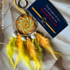 Bhaiya Bhabhi Dreamcatcher Tortoise Rakhi Set ( Sunrise Yellow)