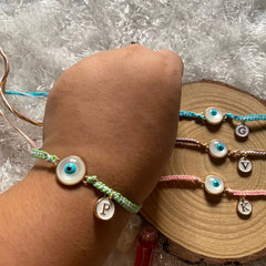 White evil eye Rakhi  With Alphabet