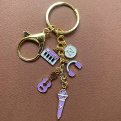Lavender Music Themed Keychain