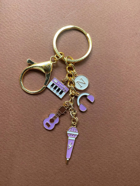 Lavender Music Themed Keychain