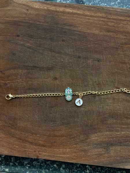 Blue and Lavender Hamsa Bracelet