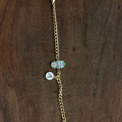 Blue and Lavender Hamsa Bracelet