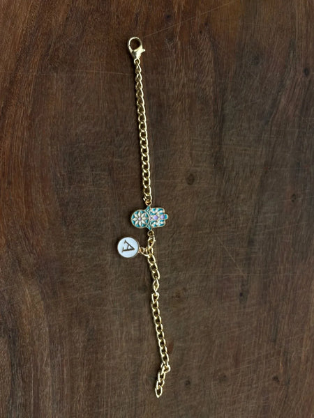 Blue and Lavender Hamsa Bracelet