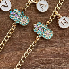 Blue and Lavender Hamsa Bracelet