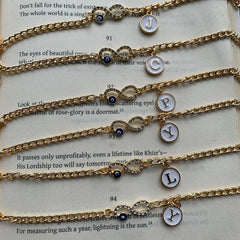 Infinity evil eye bracelet with Letter