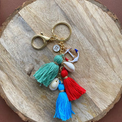 Coral Rosewood Tassel Keychain