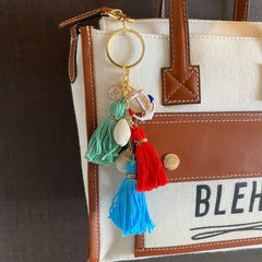 Coral Rosewood Tassel Keychain