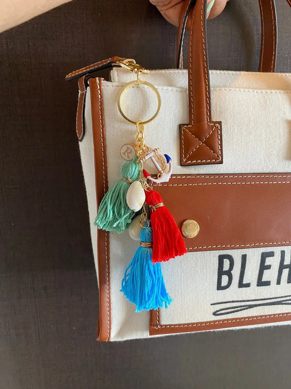 Coral Rosewood Tassel Keychain