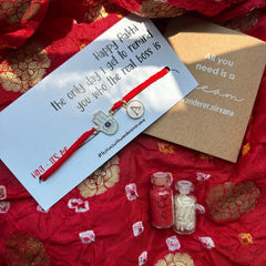 Saanjh Hamsa Rakhi with Alphabet