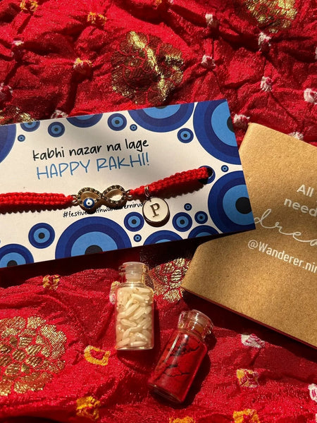 Infinity evil eye rakhi with Intial