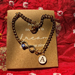 Infinity evil eye bracelet with Letter