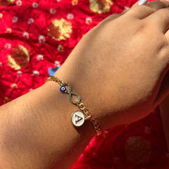 Infinity evil eye bracelet with Letter