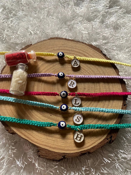 Evil Eye Rakhi with alphabet