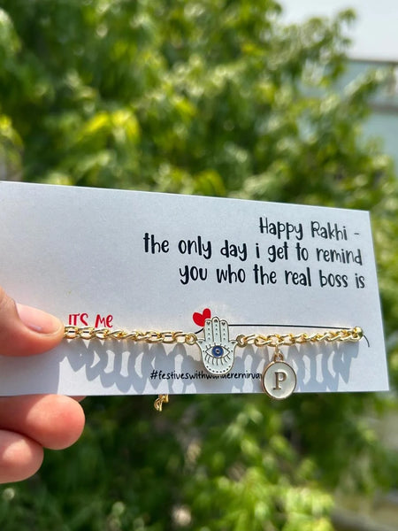 Saanjh Hamsa Bracelet with Alphabet