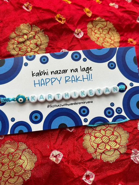 Name evil eye rakhi -blue