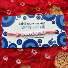 Name evil eye rakhi -pink