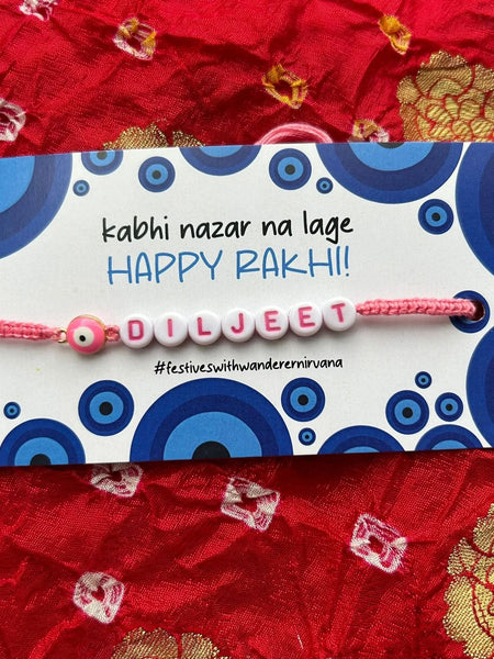 Name evil eye rakhi -pink