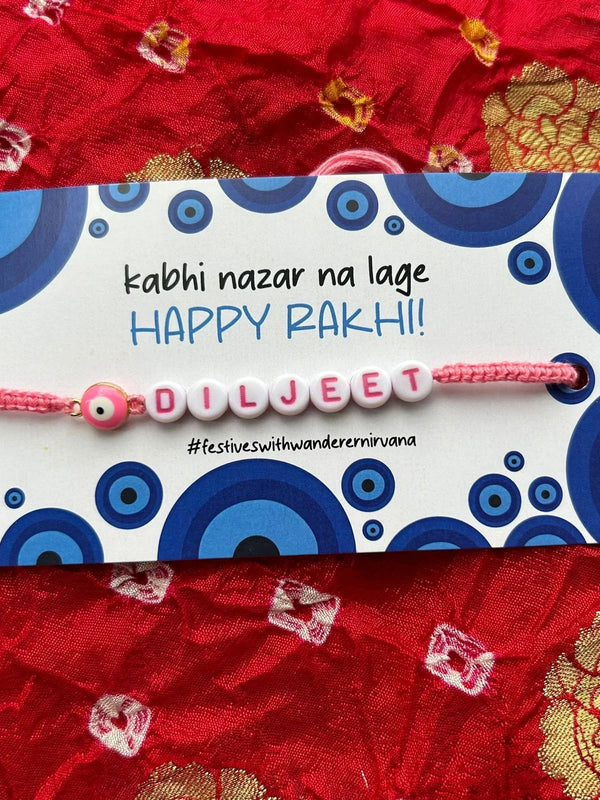 Name evil eye rakhi -pink