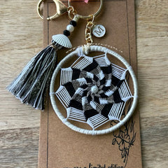 Monochrome Magic Dreamcatcher Keychain