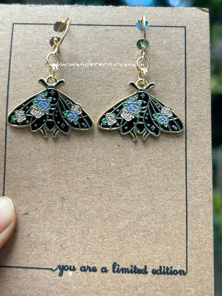 Black Moth Earrings