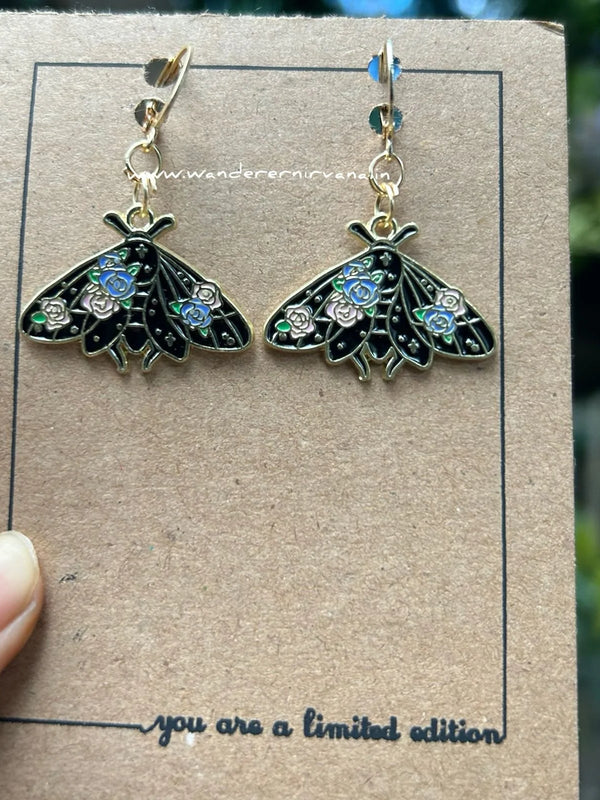Black Moth Earrings