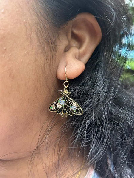Black Moth Earrings