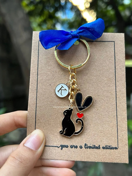 Cat Lover Keychain ( Black )