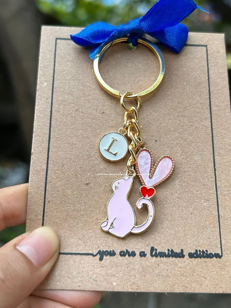Cat Lover  Keychain ( Pink)