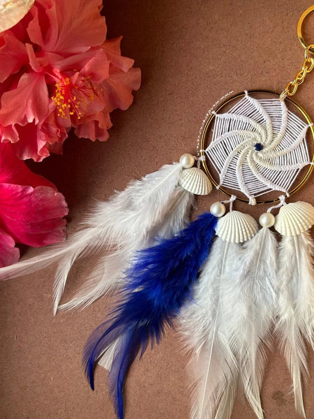 Cobalt Blue Dreamcatcher Keychain Handcrafted Cobalt Blue Dreamcatcher Keychain Dreamcatcher Keychain in Cobalt Blue