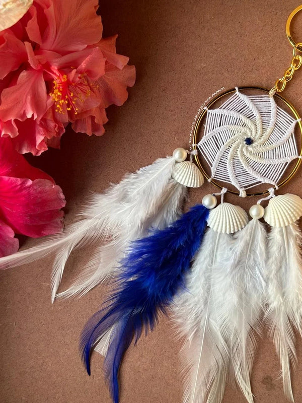 Cobalt Blue Dreamcatcher Keychain Handcrafted Cobalt Blue Dreamcatcher Keychain Dreamcatcher Keychain in Cobalt Blue