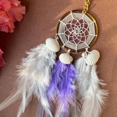 Enchanted Lilac Dreamcatcher Keychain Handcrafted Enchanted Lilac Dreamcatcher Keychain Dreamcatcher Keychain with pearls and shells