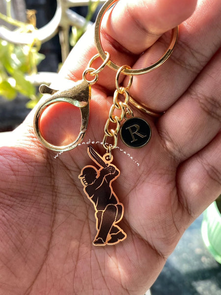 Cricket Keychain Personalized Cricket Keychain with cricketer figure Cricket Keychain made in India