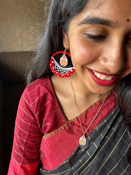 Aparajita Durga  Earrings and neckpiece Combo