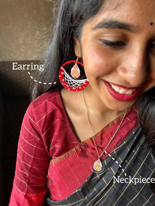 Aparajita Durga  Earrings and neckpiece Combo