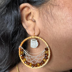 Quirky Chai & Coffee Earrings with a miniature chai cup and a steaming coffee charm