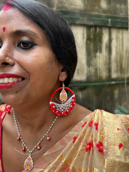 Aparajita Earring and Neckpiece Combo Handcrafted Aparajita Earring and Neckpiece Combo Unisex Aparajita Earring and Neckpiece Combo