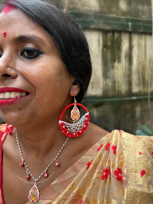 Aparajita Earring and Neckpiece Combo Handcrafted Aparajita Earring and Neckpiece Combo Unisex Aparajita Earring and Neckpiece Combo