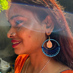 Shop the Kishori Durga Earrings in Shades of Blue at Wanderer Nirvana. Handcrafted, lightweight, perfect for festive and everyday wear. Shop now!