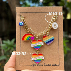 June Stack Pride-themed June Stack Bracelet and Neckpiece Set Matching June Stack with 