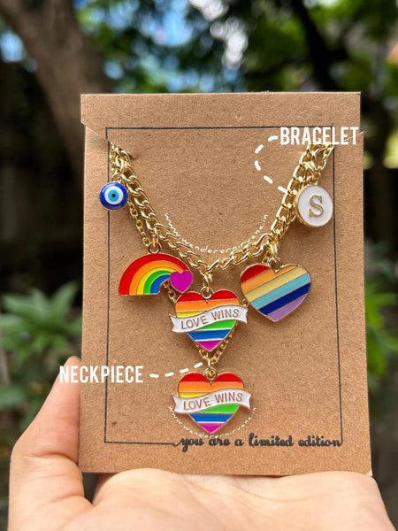 June Stack Pride-themed June Stack Bracelet and Neckpiece Set Matching June Stack with 