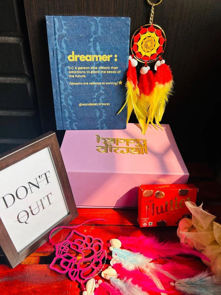 Home Away from Home Diwali Hamper Lavender Box Diwali Hamper with dreamcatchers and candles Elegant Diwali Hamper for gifting