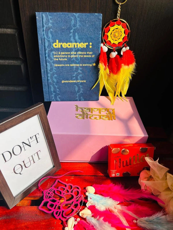 Home Away from Home Diwali Hamper Lavender Box Diwali Hamper with dreamcatchers and candles Elegant Diwali Hamper for gifting